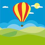 Hot air balloon in the blue sky vector illustration