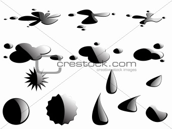 Set of black vector blots