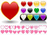 Set of different icons of heart