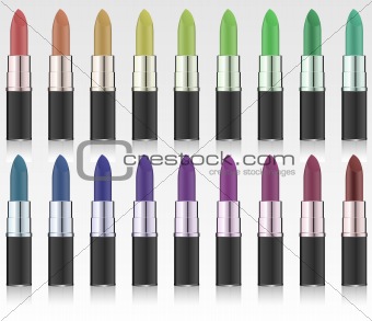 Set of vector colorful lipsticks