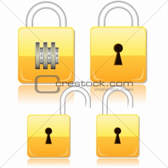 Set of yellow vector locks