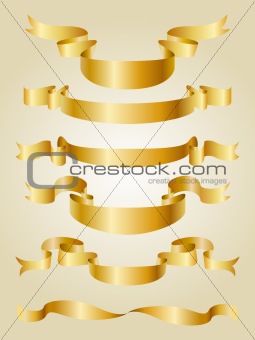 Set of vector golden ribbons
