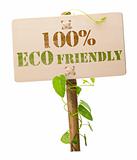 100% eco friendly green sign