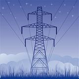 Vector silhouette of high voltage electric line