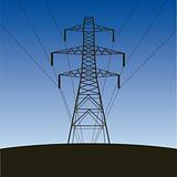 Vector silhouette of high voltage electric line