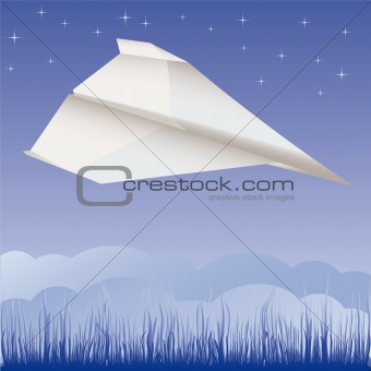 Paper plane in the air