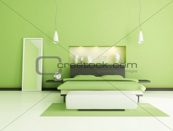 green modern bedroom