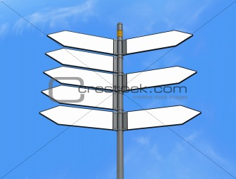 eight empty directional sign post