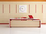 red and wooden office