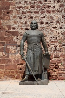 Knight statue at the castle of Silves, Algarve Portugal