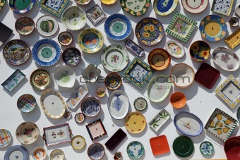 Colorful ceramics for sale in Portugal