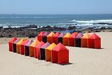 Bathing boxes at the beach near Porto, Portugal