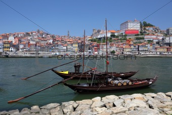 Traditional boats at Douro river in Porto, Portugal