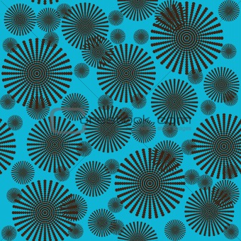 Abstract flowers pattern on blue background