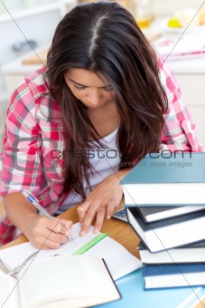 Young woman doing her homework 