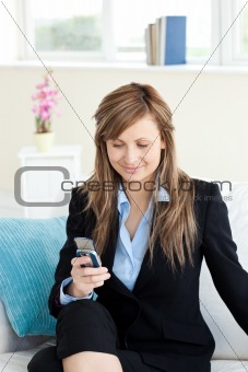 Self-assured businesswoman with a laptop
