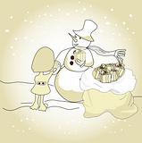 Winter illustration with Snowman