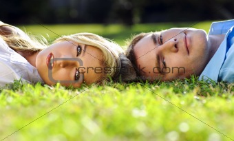 Summer couple in the park