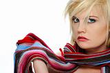 Colorful scarf on a blond
