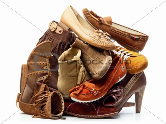 Pile of Brown Female Shoes