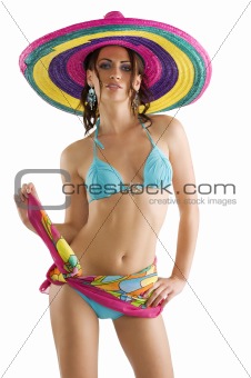 summer girl with sombrero