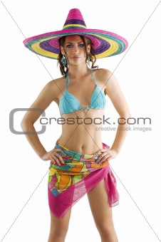 summer girl with sombrero