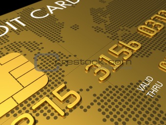 Gold credit card, macro 3D render