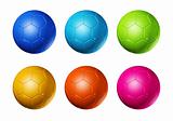 Colored soccer football balls