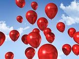 red balloons on a blue sky