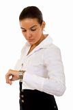 businesswoman checking tim