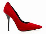 Red female shoe on a high heel