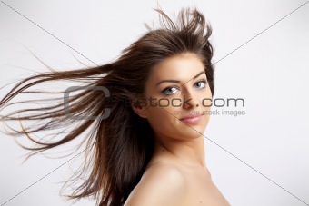 woman with blown hair 