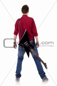 guitar on back of a man