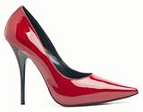 Red female shoes on a high heel