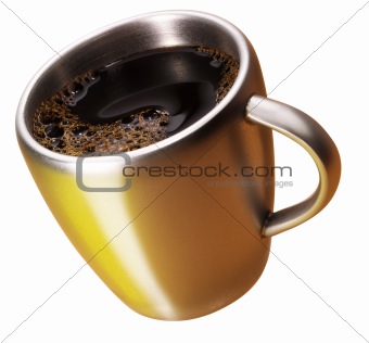 coffee in a golden cup