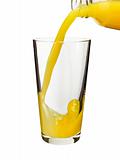 Pouring orange juice in a glass 