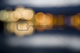 Abstract city lights at night out of focus