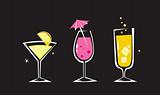 Retro drinks collection isolated on black background - VECTOR