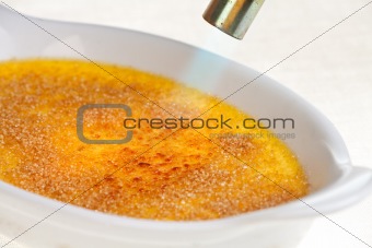 flame on a creme brulee