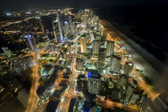 night scene of the gold coast from the high rise building Q1