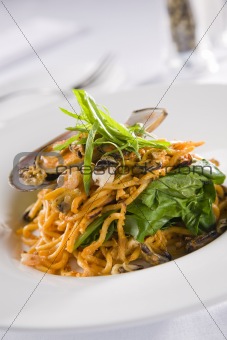 Mussels and noodles