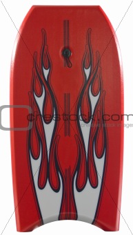 Red body board with flames
