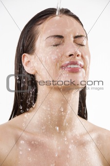 water on face