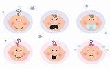 Baby boy and girl icons: facial expression