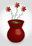 Red vase with flowers, 