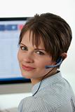 Attractive Young  Businesswoman With a Headset