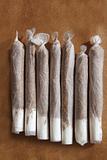 joint cigarettes hand rolled in row tobacco