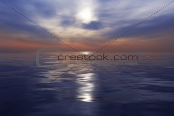 sunrise sunset seascape cloudy reflection