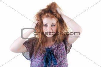 Portrait of red-haired girl. 