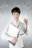 modern future doctor woman stethoscope on silver